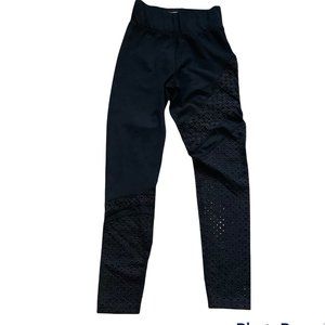 Carbon 38 Perforated Full Length Black Leggings Size XS